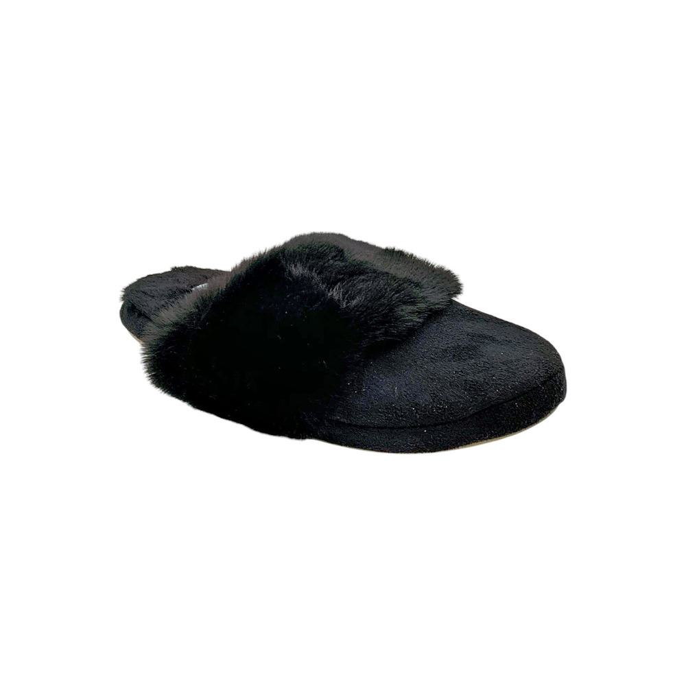 Comfort Code Microsuede Faux Fur Scuff Slipper Black -